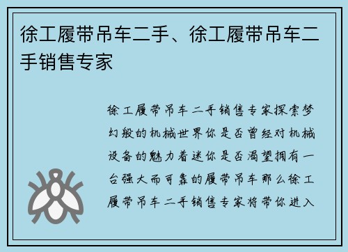 徐工履带吊车二手、徐工履带吊车二手销售专家