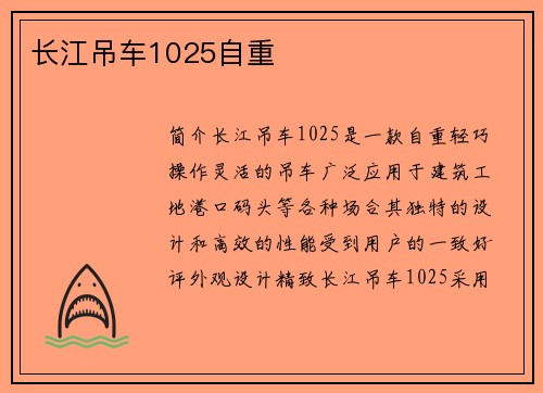 长江吊车1025自重